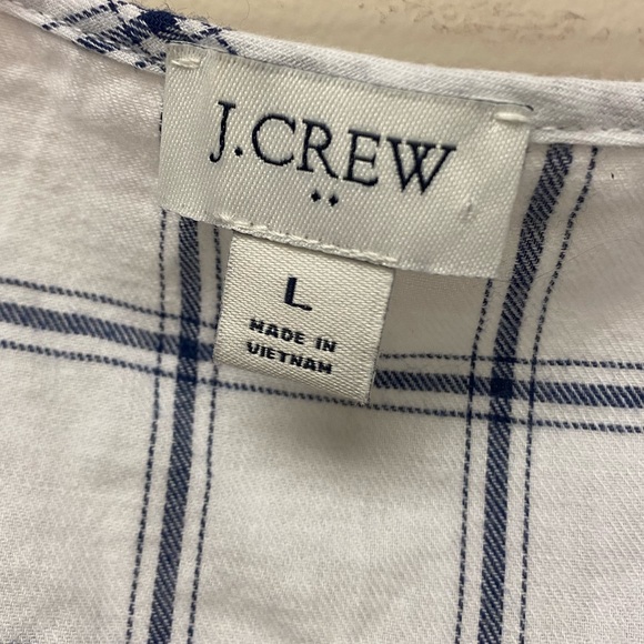 J.Crew Plaid Flannel Square Neck Ruffle Blouse size Large - Picture 6 of 9